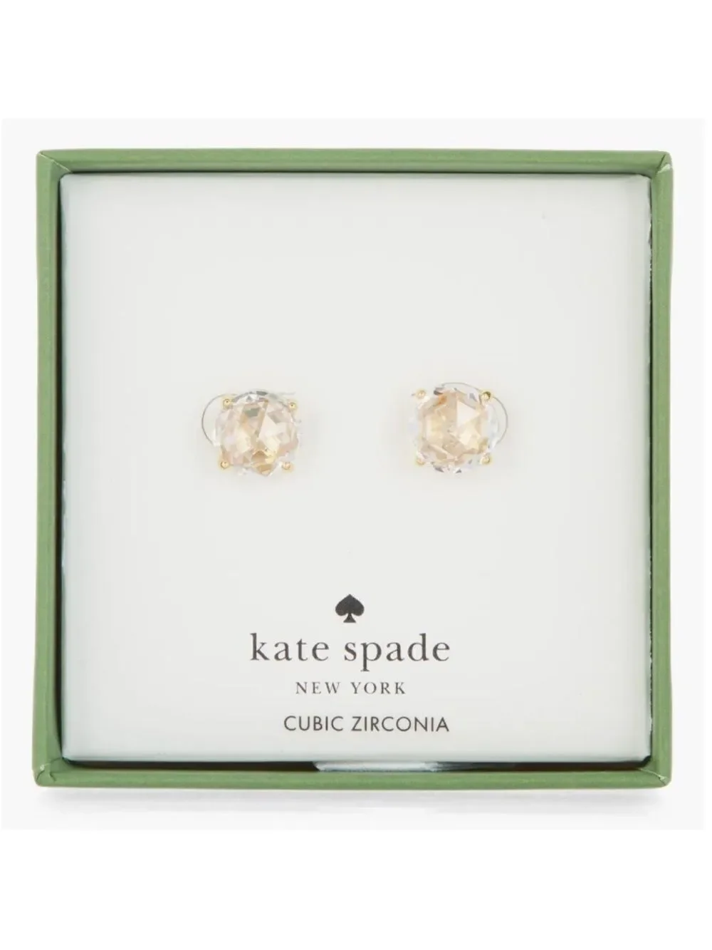 kate spade Boxed Clear Gold Tone Round Cubic Zirconia Stud Earrings